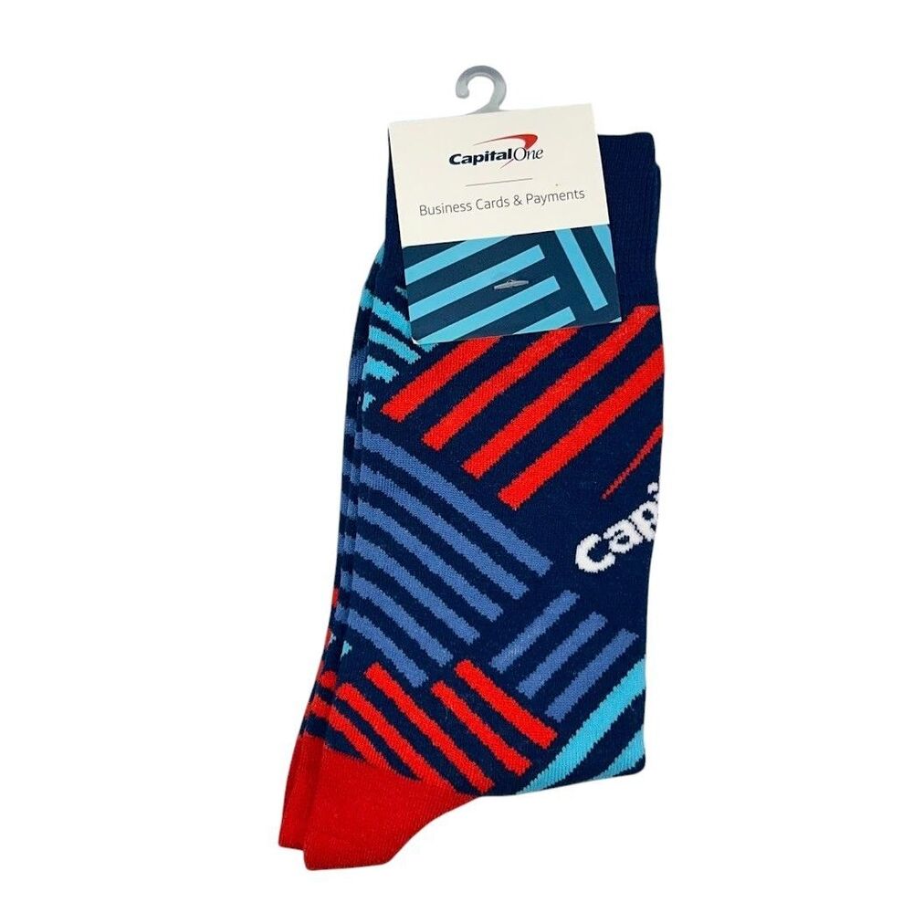 Capital One Unisex Multicolor Logo Cushioned Crew Socks Size L (Men 8-10)